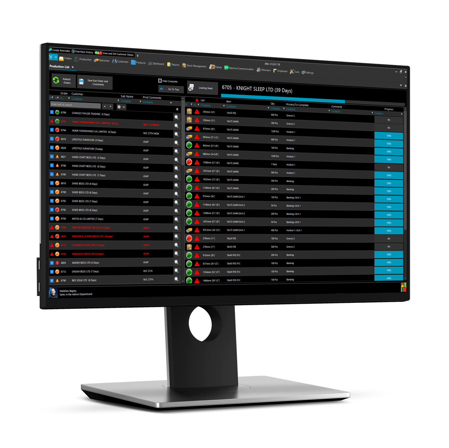 ERP - manufacturing production control display