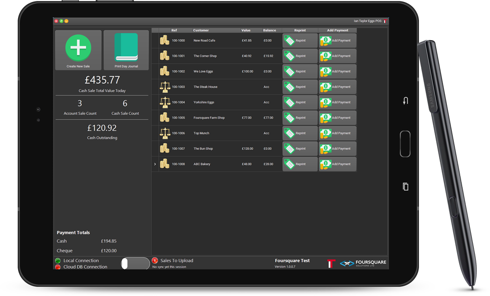 Mobile POS software display