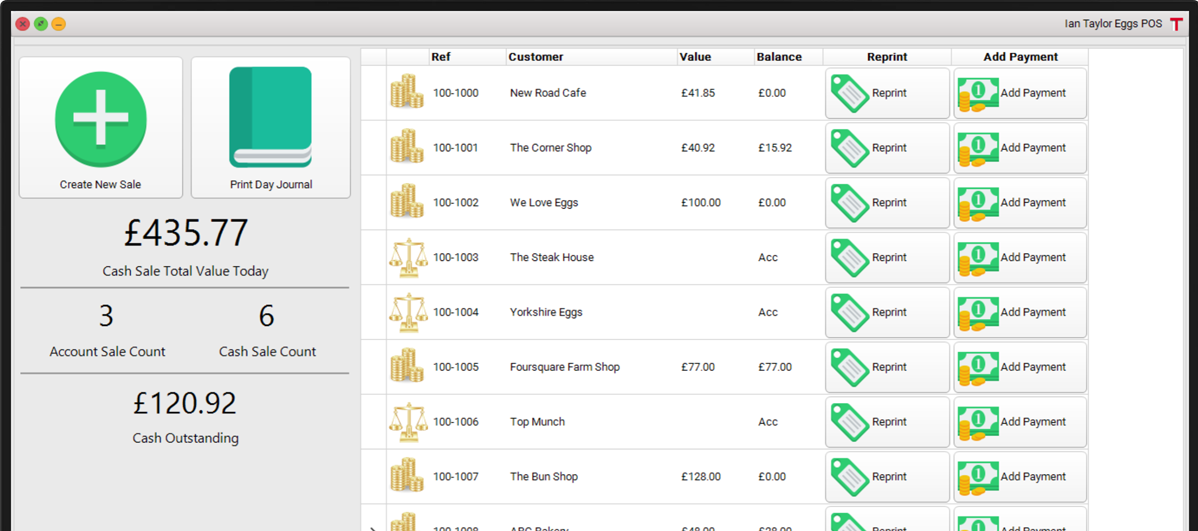 Mobile POS software display