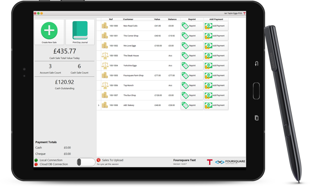 Mobile POS software display